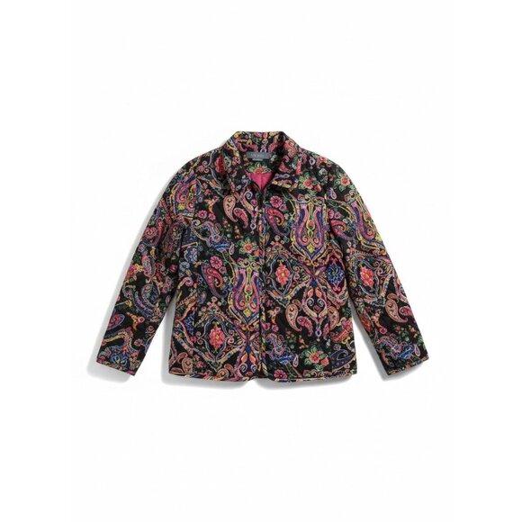 Koret Multicolor Floral Paisley Button Up Jacket Colorful Casual Lightweight PM - Picture 2 of 5